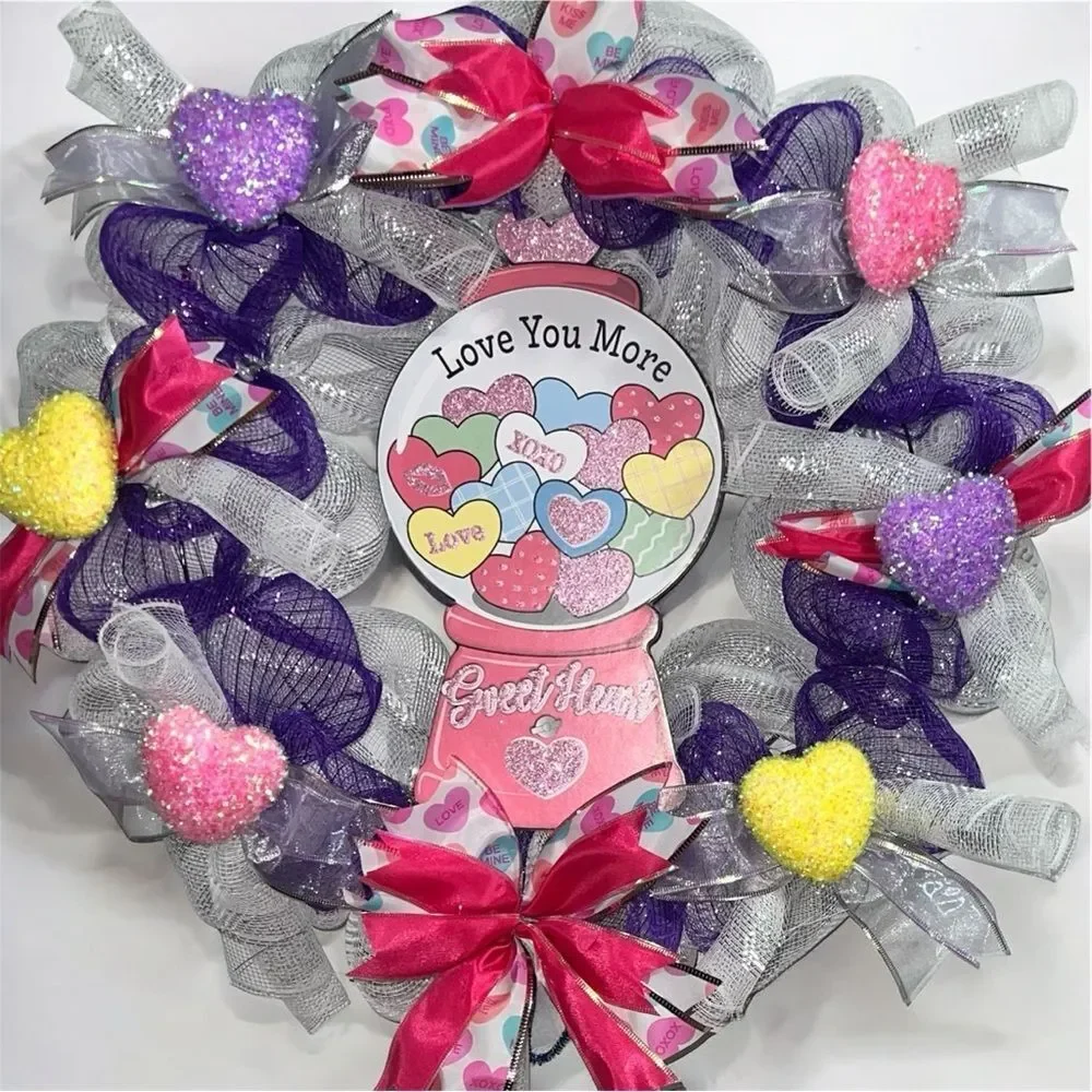 Made to order ‼️Beautiful Valentine’s Day wreath hand made deco mesh wre…